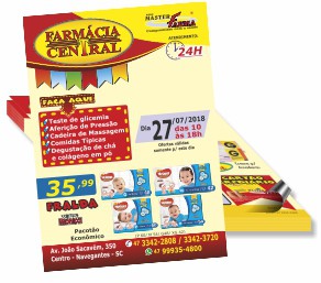 panfleto couche 90g 21X29,7cm frente e verso