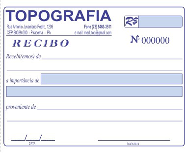 bloco recibo10x15cm - 1cor - 1via